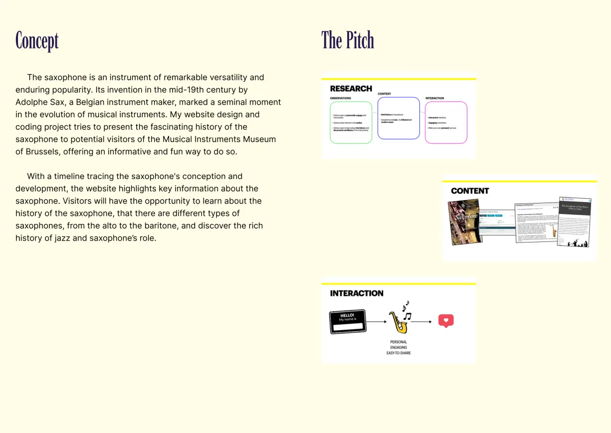 Image showing an project (called 'How Saxophone Came To Be') design